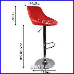 Set of 2 Red Modern PU Adjustable Height Chair 360 degree swivel Kitchen Chair
