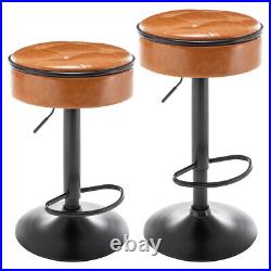 Set of 2 Round Bar Stool Adjustable Swivel Pub Chair Counter Height Swivel Stool