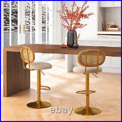 Set of 2 Swivel Bar Chairs Height-adjustable Bar Stool with PE Rattan Backrest