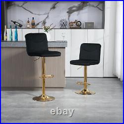 Set of 2 Swivel Bar Stools Adjustable Counter Height Kitchen Dining Chairs Black
