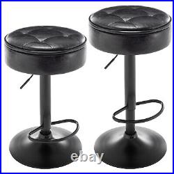 Set of 2 Swivel Bar Stools Adjustable Height Kitchen Dining Chair with Storage