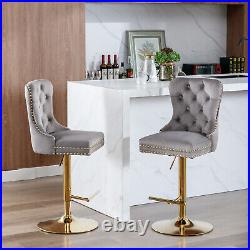 Set of 2 Swivel Bar Stools Counter Height Adjustable Kitchen Dining Chairs US