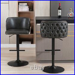 Set of 2 Swivel LeatherBar Stool Adjustable Counter Height Kitchen Dining Chair