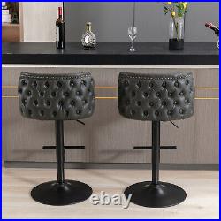 Set of 2 Swivel LeatherBar Stool Adjustable Counter Height Kitchen Dining Chair
