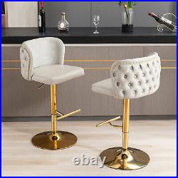 Set of 2 Swivel Leather Bar Stool Adjustable Counter Height Kitchen Dining Chair