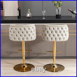 Set of 2 Swivel Leather Bar Stool Adjustable Counter Height Kitchen Dining Chair
