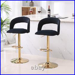 Set of 2 Swivel Velvet Bar Stools Adjustable Counter Height Dining Chairs