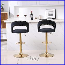 Set of 2 Swivel Velvet Bar Stools Adjustable Counter Height Dining Chairs