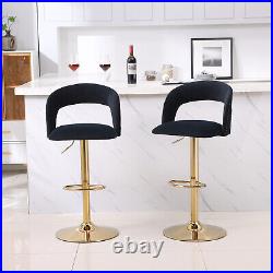 Set of 2 Swivel Velvet Bar Stools Adjustable Counter Height Dining Chairs US