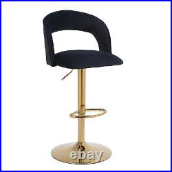 Set of 2 Swivel Velvet Bar Stools Adjustable Counter Height Dining Chairs US