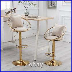 Set of 2 Velvet Bar Stools Adjustable Height Counter Swivel Dining Bar Chair