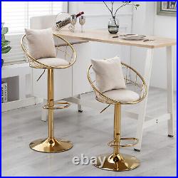 Set of 2 Velvet Bar Stools Adjustable Height Counter Swivel Dining Bar Chair