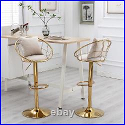 Set of 2 Velvet Bar Stools Adjustable Height Counter Swivel Dining Bar Chair