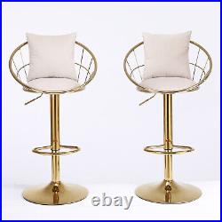 Set of 2 Velvet Bar Stools Adjustable Height Counter Swivel Dining Bar Chair