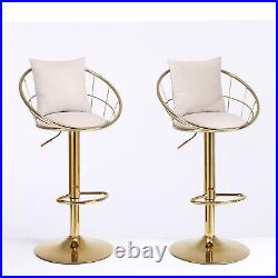 Set of 2 Velvet Bar Stools Adjustable Height Counter Swivel Dining Bar Chair