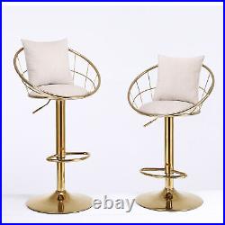 Set of 2 Velvet Bar Stools Adjustable Height Counter Swivel Dining Bar Chair