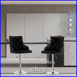 Set of 2 Velvet Counter Height Barstools Adjustable Swivel Bar Chair Dining Room