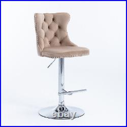 Set of 2 Velvet Swivel Bar Stool Counter Height Adjustable Kitchen Dining Chair