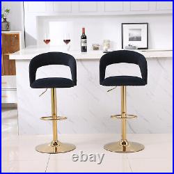 Set of 2 Velvet Swivel Bar Stools Adjustable Counter Height Dining Chair US