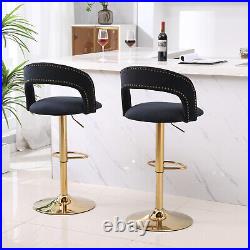Set of 2 Velvet Swivel Bar Stools Adjustable Counter Height Dining Chair US