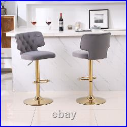 Set of 2 Velvet Swivel Bar Stools Adjustable Counter Height Dining Chairs US