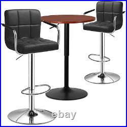 Set of 3BAR STOOLS+PUB TABLESwivel Tabletop Adjustable Height Chair Dining Set