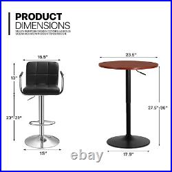 Set of 3BAR STOOLS+PUB TABLESwivel Tabletop Adjustable Height Chair Dining Set