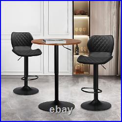 Set of 3BAR STOOLS+PUB TABLE SETSwivel Wooden Tabletop Adjustable Height Chair