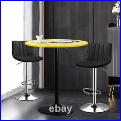 Set of 3BAR STOOLS+PUB TABLE SETWooden Tabletop Adjustable Height Dining Chair