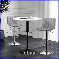 Set of 3PUB TABLE+2 BAR STOOLLeather Seat Swivel Adjustable Height Dining Set