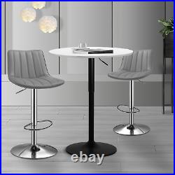 Set of 3PUB TABLE+2 BAR STOOLLeather Seat Swivel Adjustable Height Dining Set