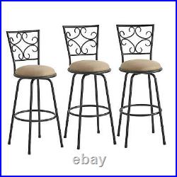 Set of 3 Adjustable Height Swivel Barstool Dining Furniture Counter Stools Chair