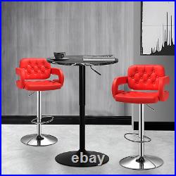 Set of 3 Counter Pub Table Set Adjustable Height Bar Stools Swivel Leather Seat