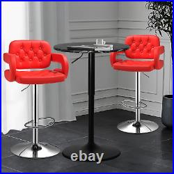 Set of 3 Counter Pub Table Set Adjustable Height Bar Stools Swivel Leather Seat