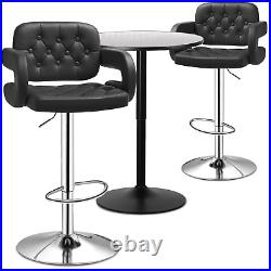 Set of 3 Dining SetBAR STOOLS+PUB TABLESwivel Tabletop Adjustable Height Chair