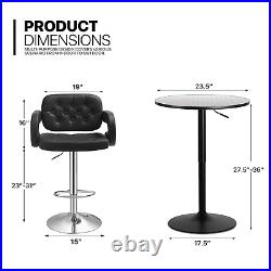 Set of 3 Dining SetBAR STOOLS+PUB TABLESwivel Tabletop Adjustable Height Chair