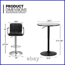 Set of 3 Dining SetPUB TABLE+BAR STOOLSSwivel Tabletop Adjustable Height Chair