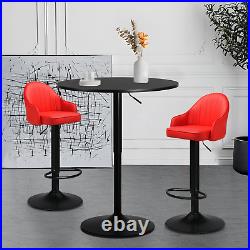 Set of 3 Pub Table Dining Set Adjustable Bar Stools Counter Height Leather Seat