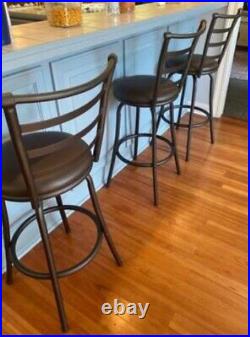 Set of 3 Swivel Bar Stools Adjustable Height Kitchen Tall Chairs Counter Height