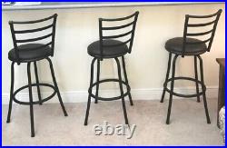 Set of 3 Swivel Bar Stools Adjustable Height Kitchen Tall Chairs Counter Height