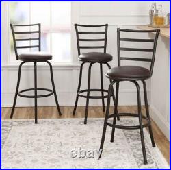 Set of 3 Swivel Bar Stools Adjustable Height Kitchen Tall Chairs Counter Height