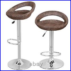 Set of 4 ABS Rattan Wicker Swivel Bar Stool Modern Adjustable Height Chairs Pub