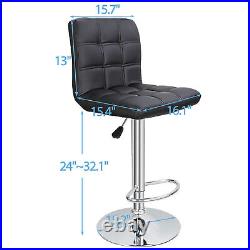 Set of 4 Adjustable Height Swivel Bar Stools PU Leather Chair with Backrest