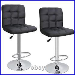 Set of 4 Adjustable Height Swivel Bar Stools PU Leather Chair with Backrest