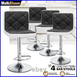 Set of 4 Adjustable Swivel Leather Bar Stool Modern Kitchen Counter Height Chair