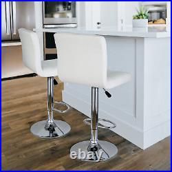 Set of 4 Bar Stools Adjustable Height Dining Swivel Pub Counter Chair White
