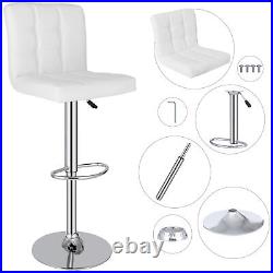 Set of 4 Bar Stools Adjustable Height Dining Swivel Pub Counter Chair White