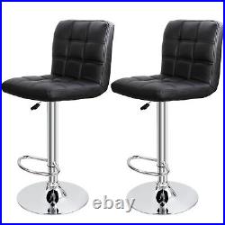 Set of 4 Bar Stools Black Adjustable Height Dining Swivel Pub Counter Chair