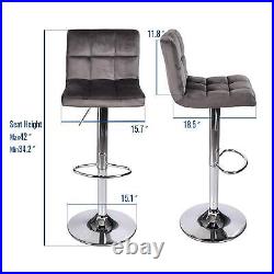 Set of 4 Bar Stools Height Adjustable Chair Swivel Seat Counter Kitchen Seat Pub
