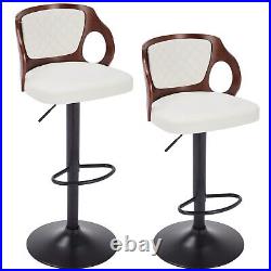 Set of 4 Bar Stools Retro Swivel Counter Chair Adjustable Height Leather Back